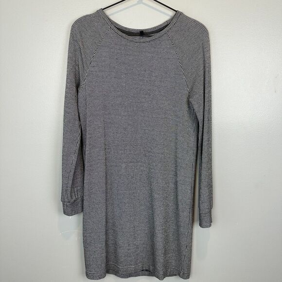 Lou & Grey Houndstooth Long Sleeve Sweater Dress Black White Womens XS Career - Picture 1 of 5